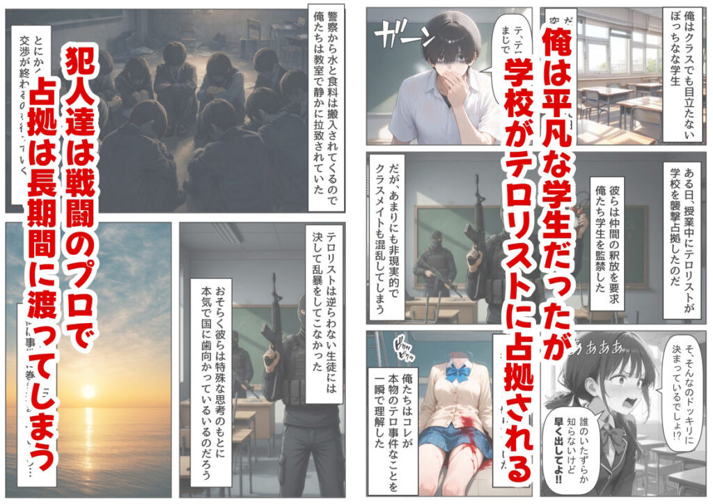 学校占拠したテロリストに、俺は片思い女子と、無理やりセックスさせられる サンプル画像1 【【ハマダ商店】】