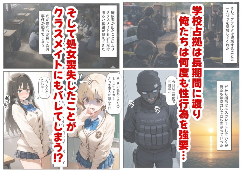 学校占拠したテロリストに、俺は片思い女子と、無理やりセックスさせられる サンプル画像5 【【ハマダ商店】】