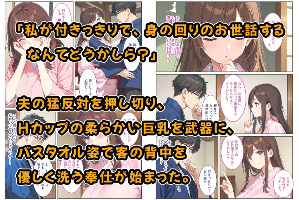 経営難の温泉旅館を守るため…爆乳人妻女将が客たちに種付けられて妊娠メス堕ち！ サンプル画像2 【StudioSR（妹･人妻･巨乳推し）】
