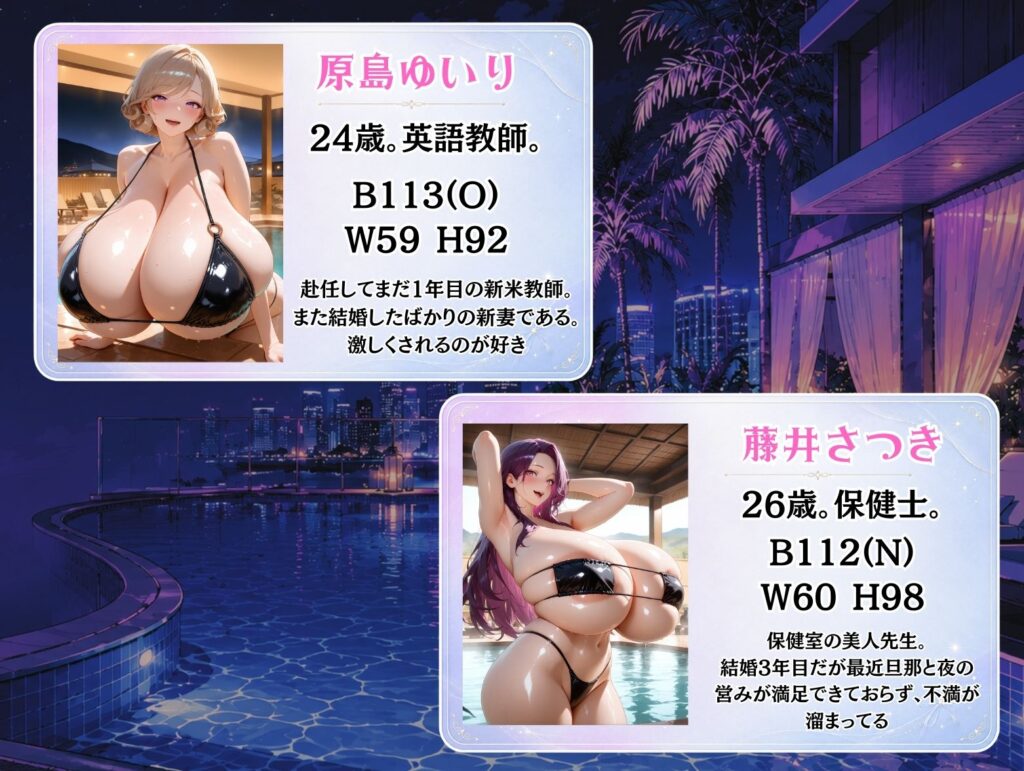 爆乳教師たちの淫らなリゾート休暇 サンプル画像4 【(株)zou乳業】