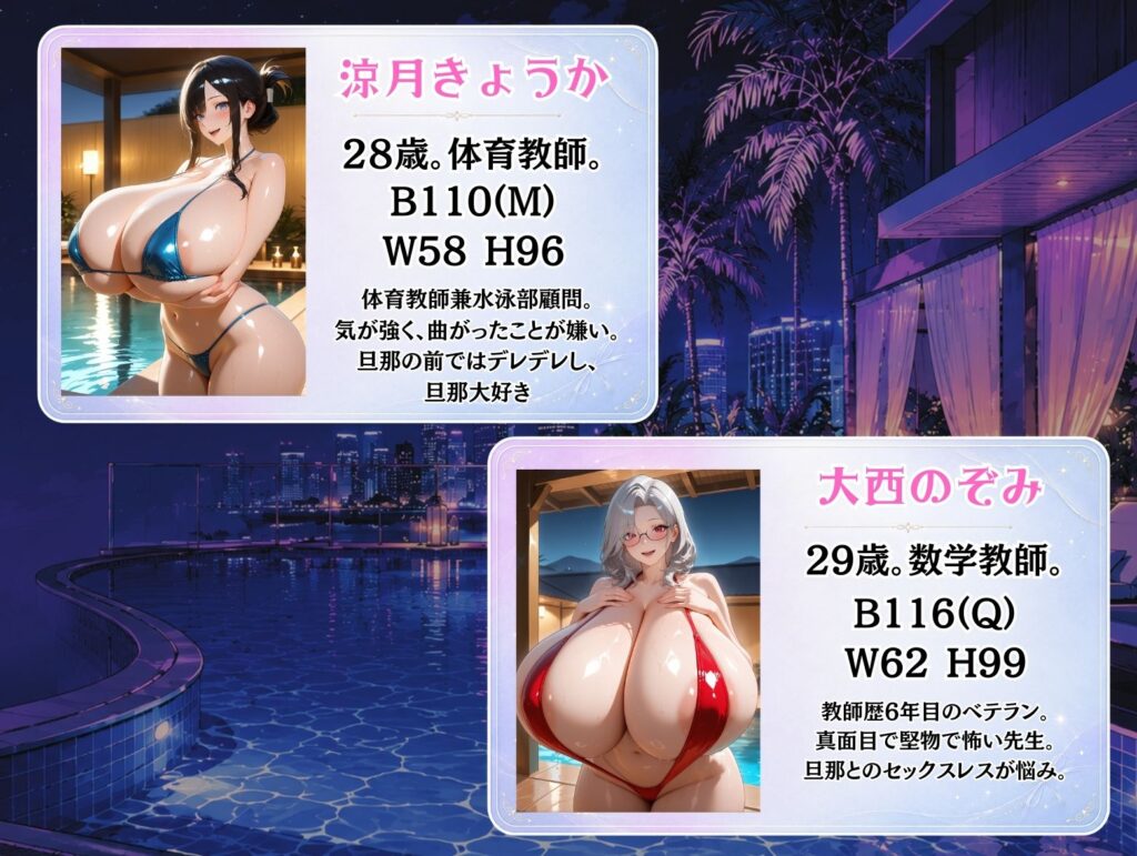 爆乳教師たちの淫らなリゾート休暇 サンプル画像5 【(株)zou乳業】