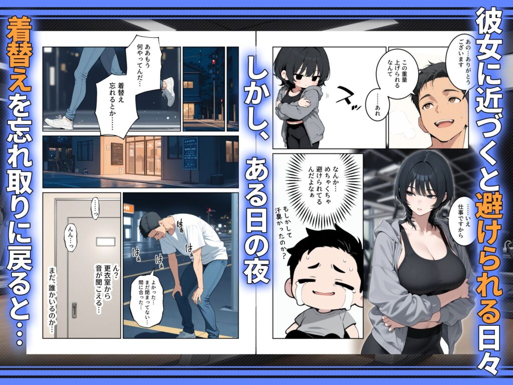 俺を嫌ってると思ってた美人トレーナーが実は体臭に興奮する汗匂いフェチだったので、筋トレ後の蒸れチンコでチン嗅ぎセックスしてあげた話 サンプル画像2 【HAMACHI工房】