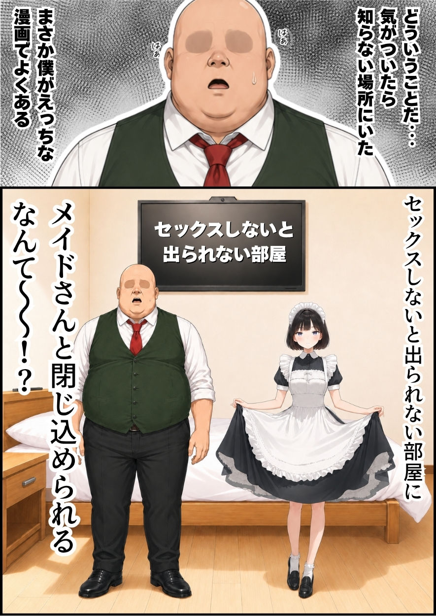 セックスしないと出られない部屋にジト目メイドさんと閉じ込められたんだが・・・ サンプル画像1 【竿役が種付けおじさんじゃないとヌケないんだが・・・】