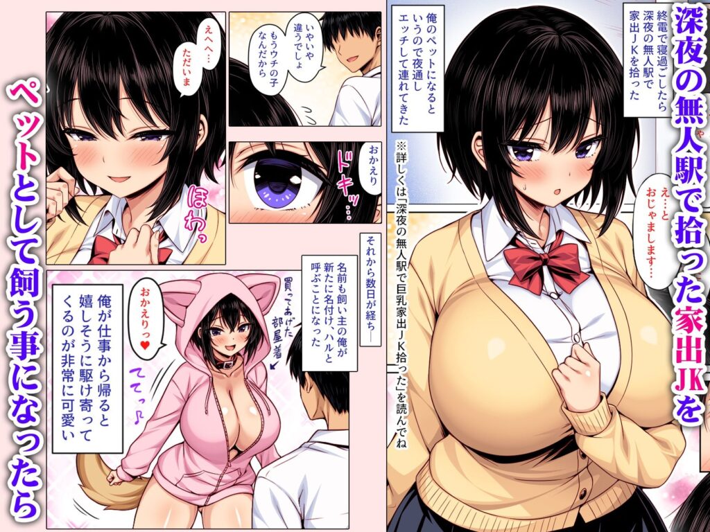 深夜の無人駅で拾った巨乳家出JKの飼い主の日常  カラー版 サンプル画像1 【一億万軒茶屋】